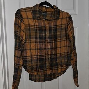 Wild Fable Mustard and Black Plaid Shirt